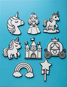 Kit Reino Encantado Placa de Pintura Lavável 3D – Brinquedo Educativo Reutilizável
