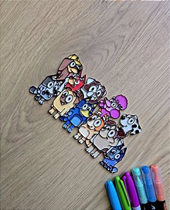 Kit Turma da Bluey Placa de Pintura Lavável 3D – Brinquedo Educativo Reutilizável