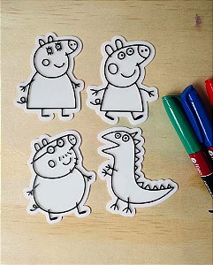 Kit Peppa Pig Placa de Pintura Lavável 3D – Brinquedo Educativo Reutilizável