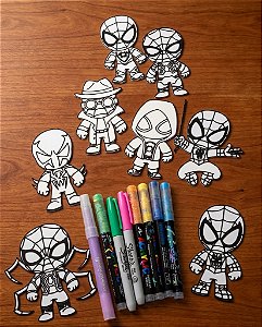 Kit Homem-Aranha Placa de Pintura Lavável 3D – Brinquedo Educativo Reutilizável