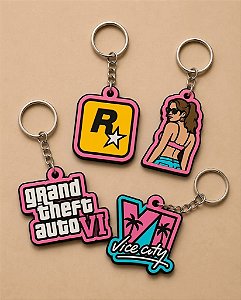 Kit Chaveiros GTA VI Impressão 3D – Coleção Vice City Gamer