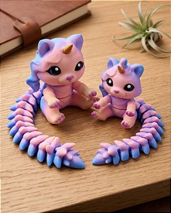 Chaveiro Articulado 3D Gatinho Unicórnio Antiestresse (Flexi Caticorn)