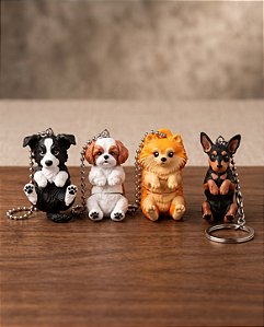 Chaveiro de Cachorrinho Miniatura 3D – Coleção Raças Fofas