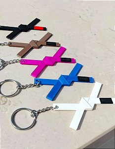 Chaveiro Faixa de Jiu-Jitsu em Impressão 3D – Acessório Marcial para Kimono e Mochila