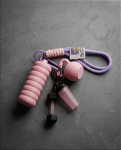 Chaveiro e Pingente Fitness 3D – Kit Miniterminais de Academia (Rolo, Kettlebell, Halter e Coqueteleira)
