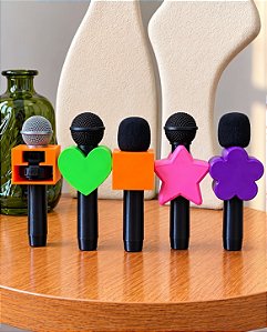 Mini Microfone Adaptador Hollyland e Lapela Sem Fio em Impressão 3D (Coração, Estrela, Flor e Quadrado)