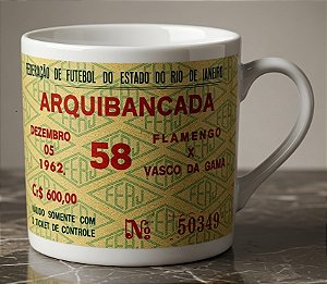 Caneca de porcelana Personalizada ingresso decada de 60, Ídolos e Conquistas do Vasco da Gama