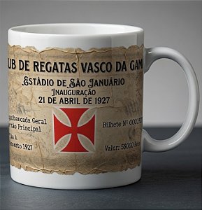 Caneca de porcelana Personalizada ingresso inauguração são januario, Ídolos e Conquistas do Vasco da Gama