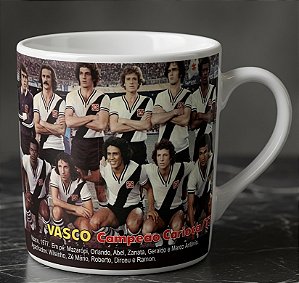 Caneca de porcelana Personalizada campeão carioca de 1977, Ídolos e Conquistas do Vasco da Gama