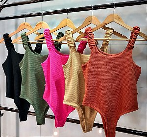 Body Feminino Malha Canelada Premium Confortável