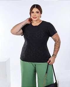 Blusa Feminina Plus Size Manga Curta Respirável