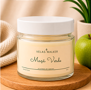 Vela Aromática de Maça Verde 150g em Cera 100% Vegetal
