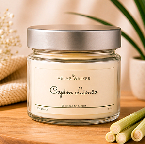 Vela Aromática de Capim Limão 150g em Cera 100% Vegetal