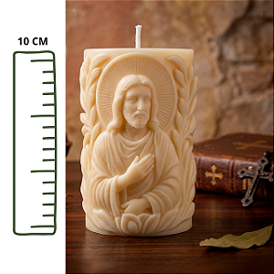 Vela Jesus Misericordioso em Cera 100% Vegetal