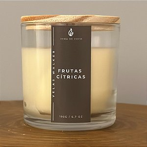 Vela 190g Tampa Madeira Frutas Cítricas