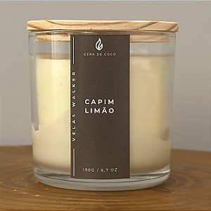 Vela 190g Tampa Madeira Capim Limão