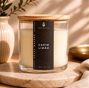 Vela Herbal 190g Tampa Madeira Capim Limão