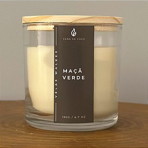 Vela 190g Tampa Madeira Maçã Verde