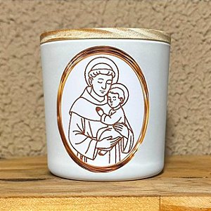 Vela Santo Antônio - 190g Tampa Madeira