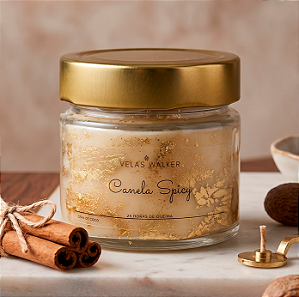 Vela Aromática de Canela Spicy Folheada 150g em Cera 100% Vegetal