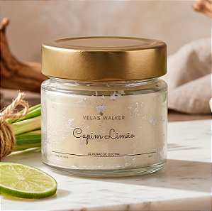 Vela Aromática de Capim Limão Folheada 150g em Cera 100% Vegetal