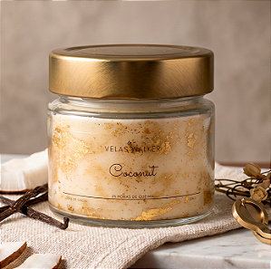 Vela Aromática de CocoNut Folheada 150g em Cera 100% Vegetal