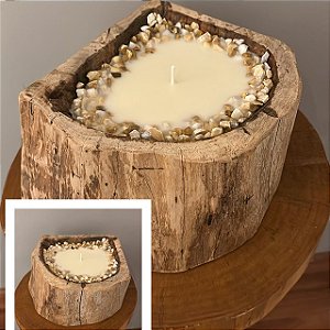 Vela Jardim Cera Natural com Pedras de Rio