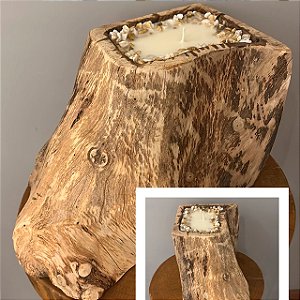 Vela Jardim Cera Natural com Pedras de Rio