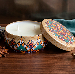 Vela Latinha Mandala Bege 120G