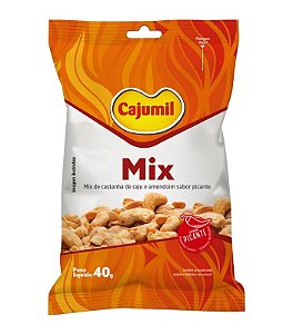 MIX COM AMÊNDOAS DE CASTANHAS DE CAJU, AMENDOIM E SAL APIMENTADO CAJUMIL (W4) 40G - CAJUMIL