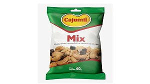 MIX COM AMÊNDOAS DE CASTANHAS DE CAJU, AMENDOIM, UVA PASSA E SAL REFINADO (W4) 40G - CAJUMIL