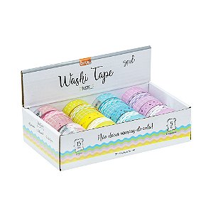 WASHI TAPE - FITA ADESIVA CORES PASTEL (1 unidade)