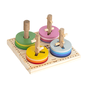 BRINQUEDO DE MADEIRA PASSA CÍRCULOS C/ 16 PÇS