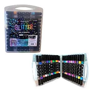 MARCADORES DE GLITTER COM 24 CANETAS - 48 CORES