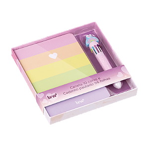CANETA ESFEROGRÁFICA 0.7MM 10 CORES + CADERNO - DREAMS - BRW