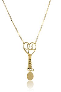 Colar com Pingente da Fé, Da Paz E Da Gratidão Banhado em Ouro 18k