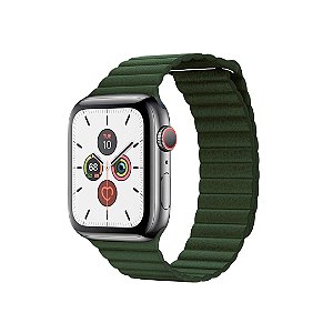 Pulseira para Apple Watch Couro Loop Magnético Caixa:42/44/45/46/49;Cor:Cinza
