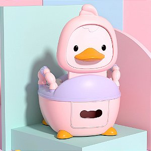 Troninho Penico Sanitário Infantil Privadinha Patinho Feliz Cor:Rosa