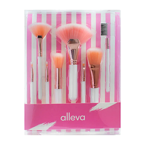 Kit Com 8 Pincéis Para Maquiagem Alleva Cores:Branco