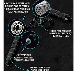 Corda De Pular Esportiva 2,5m Tamanho Ajustável B-Max BM-F1198