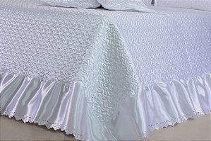 Kit de Colcha Cobre leito Athena Casal Queen 05 peças Branco