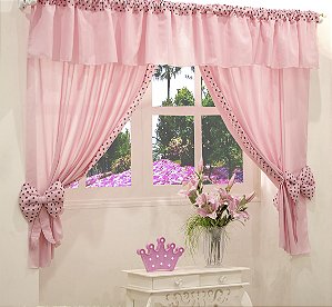 Cortina para quarto Ursinha Rosa 2 metros