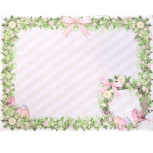 Kit 4 Jogos Americanos Páscoa Floral Vintage Pássaros 43CMX34CM Cor:Rossa;Tamanh