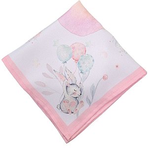 Kit 4 Guardanapo de Tecido Coelho da Páscoa Balão Rosa 40cmx40cm Cor:Rosa