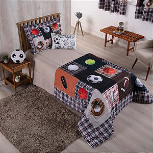 Kit Edredom Estampado Boy 4 Peças Solteiro 100% Poliéster 300 Fios Estampa Digit