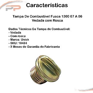 Tampa De Combustível Fusca 1300 67 A 86 Vedada Com Rosca