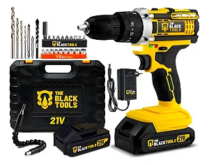 Parafusadeira Furadeira De Impacto The Black Tools Profissional TB-21PX 2 Baterias Com Maleta 60Hz Amarelo