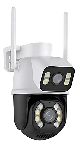 Câmera Segurança Wi-fi Lente Dupla Prova D Agua 6mp Zoom 360 Cor Branco