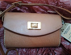 Bolsa couro claro natural vegetal - 100% artesanal