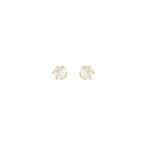 BRINCO PONTO DE LUZ CRISTAL 4MM BANHADO A OURO 18K